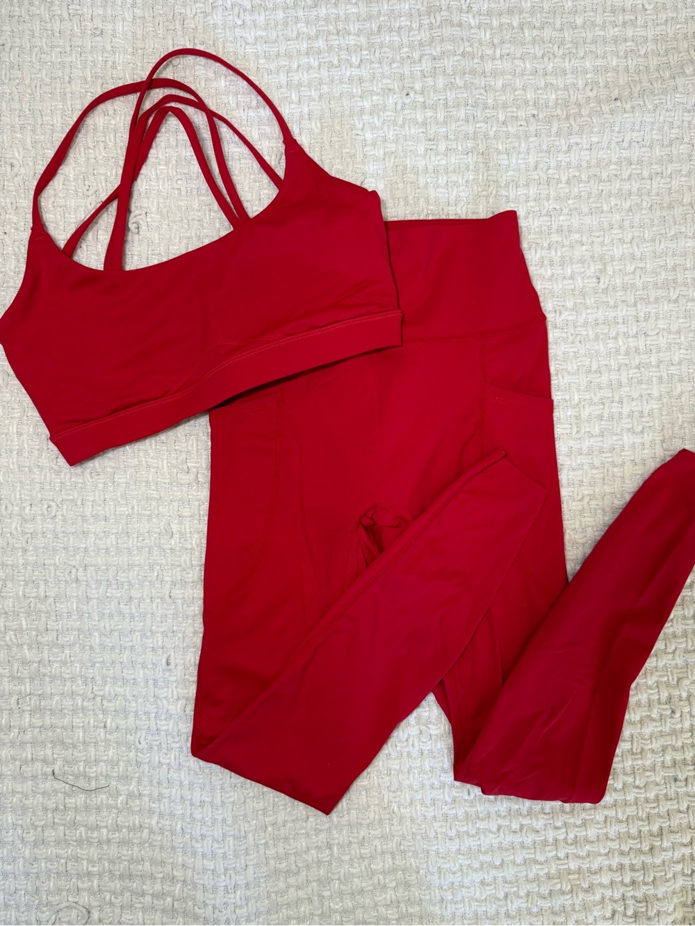 BRXL Red Athletic Set No Front Seam Leggings XS & Strappy Sports Bra S RED
